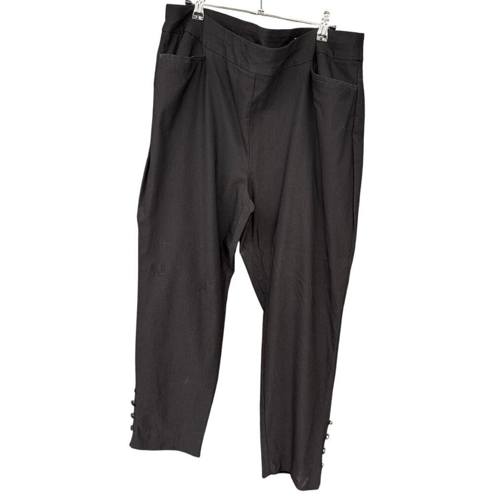 Chico's Black Pull On Elastic Trousers Crop 3R Professional Office Comfy 16